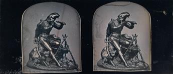 (EUROPEAN STEREOS) Pair of stereo daguerreotypes, comprising a marble sculpture depicting an amorous couple and a